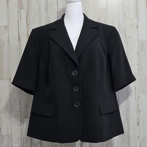 Jones Studio Separates Black Classic Short Sleeve Blazer Jacket Size 14W